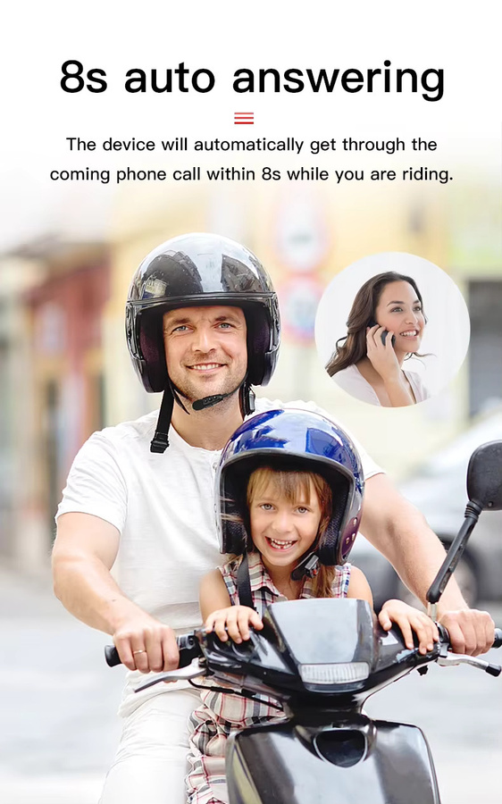 EJEAS E1+ Bluetooth-Motorradhelm-Headset in Schwarz mit Musikplayer, Geräuschunterdrückung und automatischer Anrufannahme - Bild 5