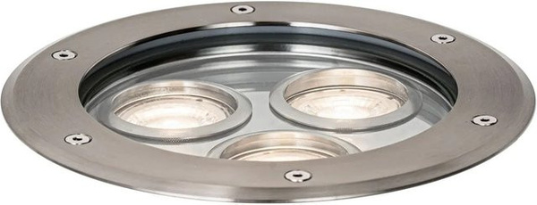QAZQA Tribus Set mit 3 modernen Bodeneinbaustrahlern aus Edelstahl in Silber, IP65 wetterfest, dimmbar, warmweiß, rund