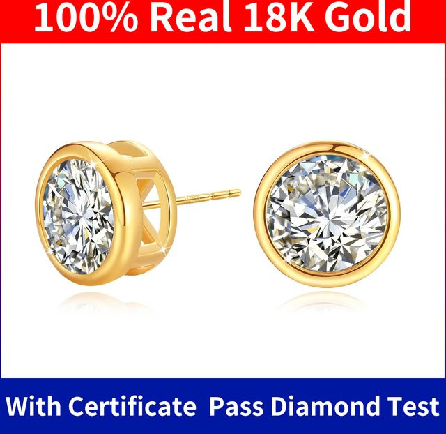 Szjinao Ohrstecker, 750 Gold, Moissanit, Brillant, Damen - Bild 1