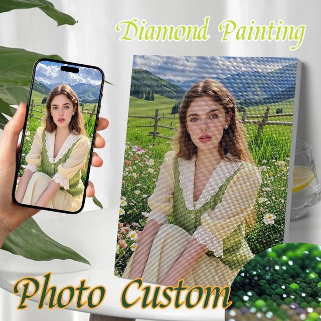 CHENISTORY DIY 5D Diamant Malerei als personalisiertes Foto Mosaik in runder Wanddekoration - Bild 1