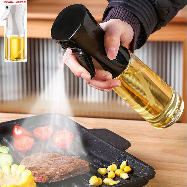 Kitchya Öl-Sprühflasche für Küche und BBQ, Öl-Dispenser für Olivenöl und Essig, Schwarz/Transparent, 200ml und 300ml - Bild 1