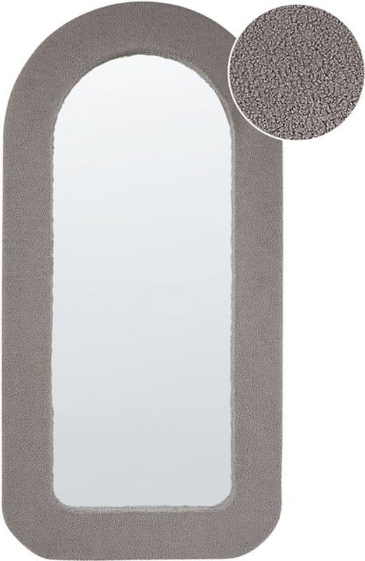 Beliani Wandspiegel Oval in Beige und Grau aus Glas und Bouclé, Bogenförmig, Breite: 60 cm, Höhe: 120 cm - Bild 1
