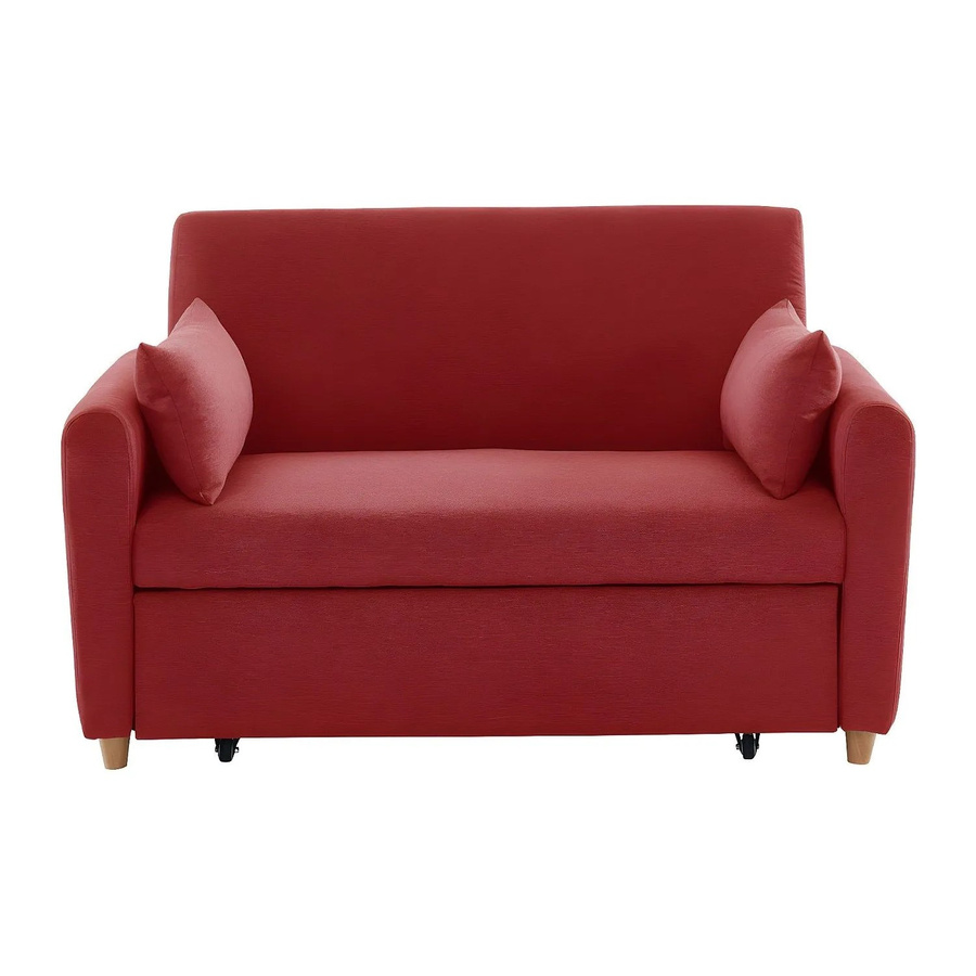 Vente-unique Schlafsofa Ayla in Rot mit Stoffbezug und Armlehnen, Breite: 140 cm - Bild 2