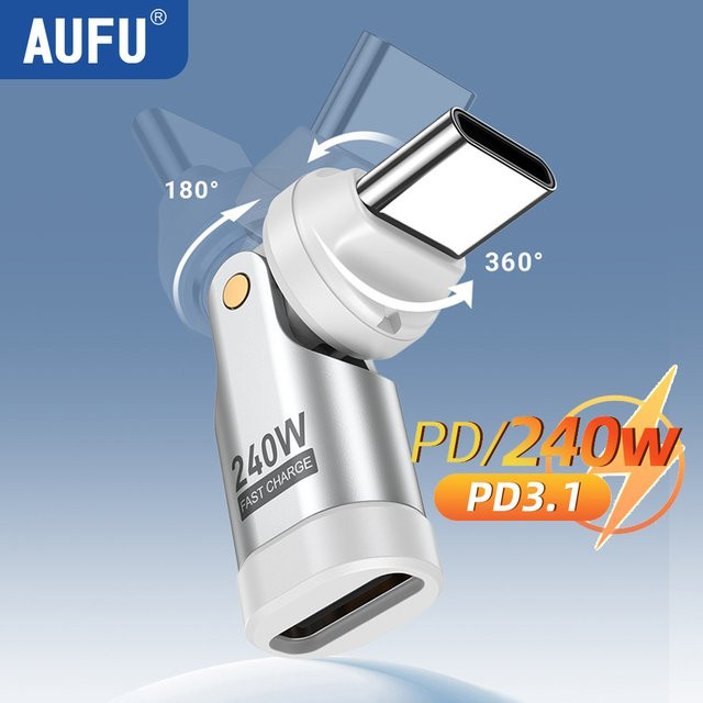 AUFU USB-C auf USB-C OTG-Adapter mit 240 W Schnellladefunktion und USB 3.1 Konverter für iPhone 16, MacBook, Samsung und Xiaomi - Bild 1