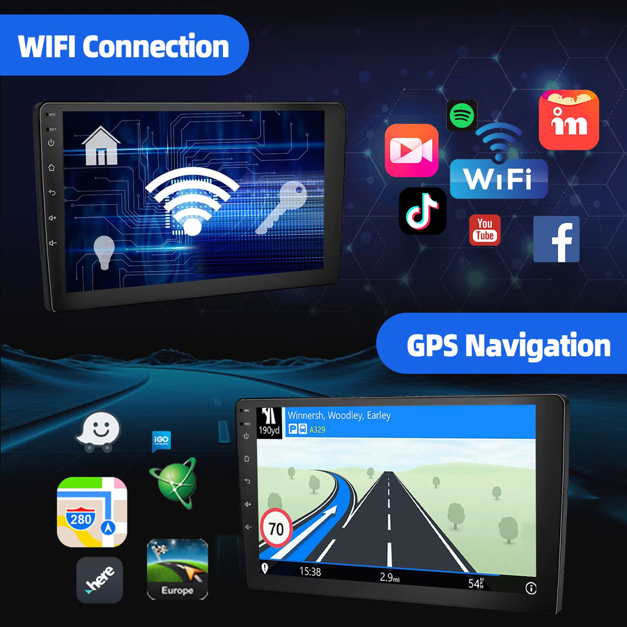 ESSGOO Android 14 Autoradio mit 9 Zoll IPS Touchscreen, Carplay, Android Auto, GPS, Bluetooth, WiFi und USB in Schwarz - Bild 4
