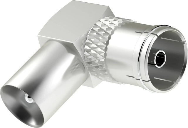 Hama Antennen-Adapter Koax-Stecker auf Koax-Kupplung 90 Grad in Silber - Bild 1