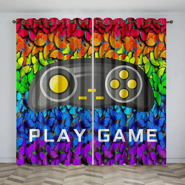 Yiran Furniture Verdunkelungsvorhang Spiel-Controller Design Schwarz B: 55 cm, H: 120 cm - Bild 1