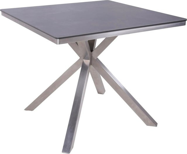 DELUKE Gartentisch ANKE aus Edelstahl und Laminat in Dunkelbraun, quadratischer Terrassentisch für Outdoor und Indoor, B/T/H: 90 x 90 x 75 cm - Bild 1