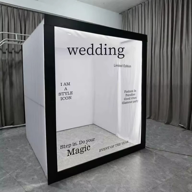 TINDERALA LED Photo Booth Hintergrund für Hochzeiten und Partys, Weiß, Rechteckig, Modernes PVC-Design - Bild 1