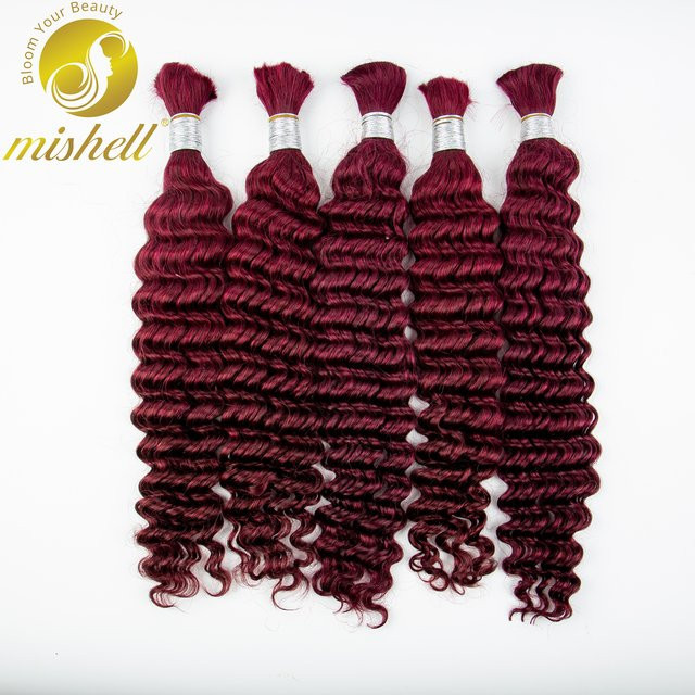 MISHELL Echthaar Extensions Deep Wave, Burgunder, Unisex - Bild 1