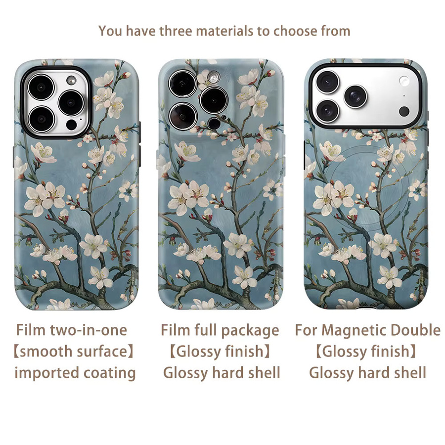 Potdemiel Handyhülle Mandelblüten-Traum für iPhone 17 16 15 14 13 Pro Max Plus, robuste Einzel- und Doppelschicht-Schutzhülle, Mehrfarbig - Bild 2