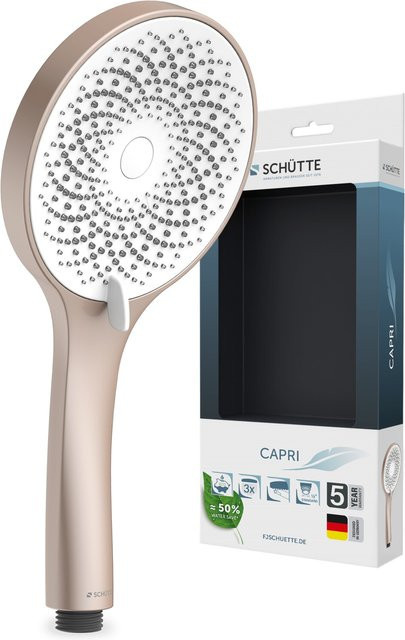 Schütte Handbrause Capri in Rosé Gold und Weiß mit Anti-Kalk-Funktion - Bild 1
