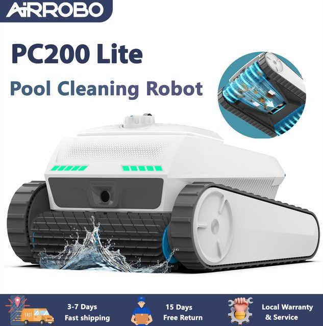 AIRROBO PC200 Lite Poolroboter in Weiß mit 4 Rollenbürsten, Doppelpumpen-Saugsystem und Ultraschall-Hinderniserkennung zur Reinigung von Boden, Wand und Wasserlinie - Bild 1