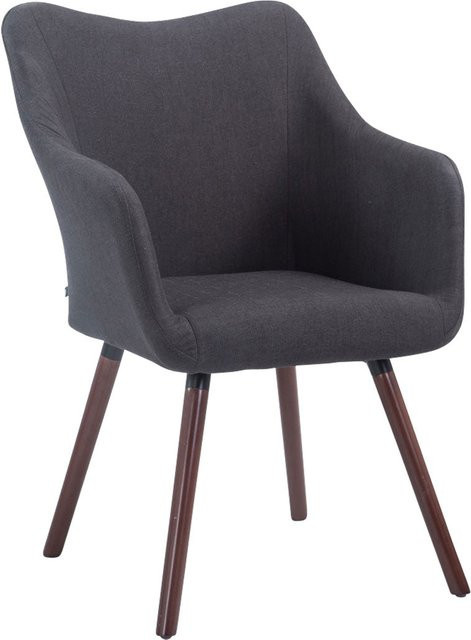 TPFLiving Besucherstuhl Coyo Two mit Stoffbezug und Buchenholzgestell in Walnuss-Optik, Dunkelgrau, B/T/H: 62,5 x 61,0 x 90,0 cm - Bild 1