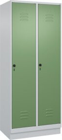 C+P Wäsche-Spind Classic PLUS mit Sockel, 2 Abteile, Grau/Grün, B/T/H: 80 x 50 x 195 cm - Bild 1