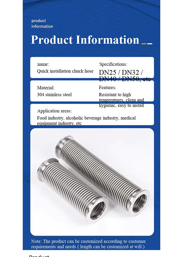 Edelstahl-Schnellverschlusskupplung mit Faltenbalg in Silber, 304 Sanitärqualität für Lebensmittel und Weingewerbe, Metallschlauchklemmenverbinder für Vakuumrohre - Bild 3