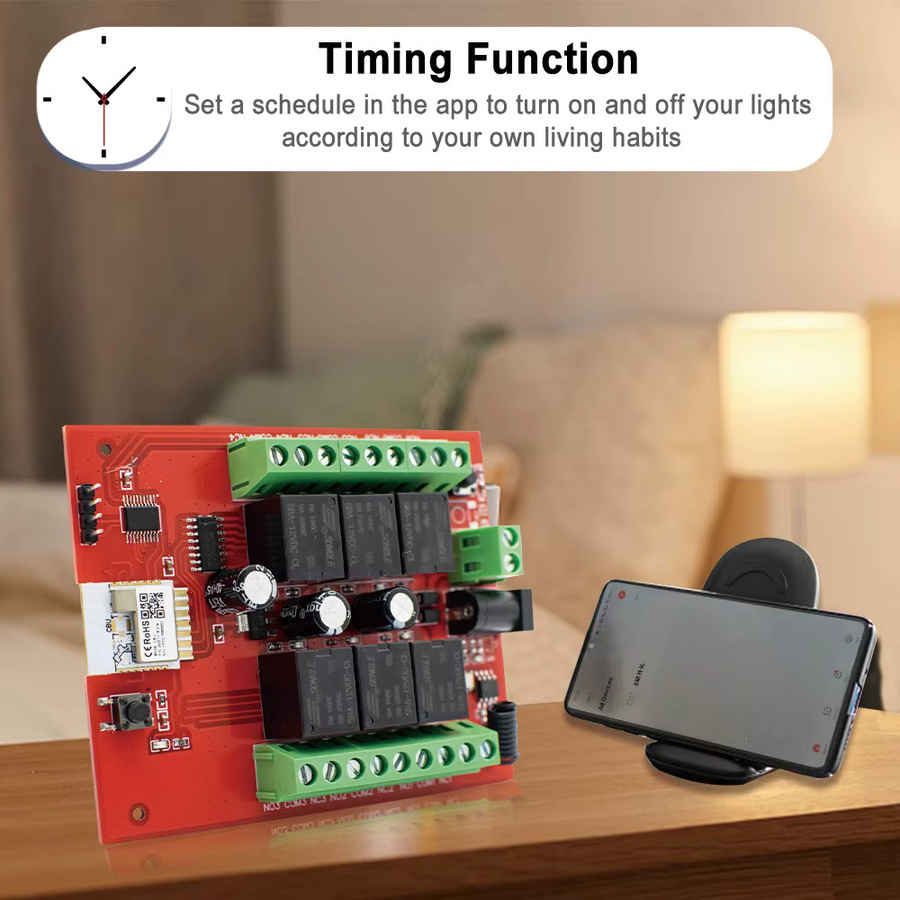 Tuya WiFi Smart Remote Switch Relaismodul für 6 oder 8 Kanäle, DC 12V/24V, rote Farbe, unterstützt Alexa Sprachsteuerung und Timer zur Multi-Geräte-Steuerung - Bild 4