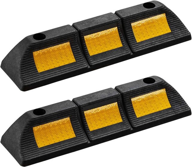 Wiltec Radstopper Einparkhilfe aus Gummi in Schwarz-Gelb, 2er Set, B/H/T: 47,5 x 12 x 8 cm - Bild 1