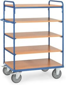 Fetra Etagenwagen 8241 in Blau mit 1 festem und 4 Einlegeböden, Tragkraft 600kg und TPE-Reifen - Bild 1