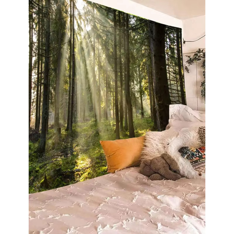 VIKAMA Wandteppich Grüner Wald Natur Fotografie Dekoration in Grün B/H: 60 x 40 cm - Bild 3