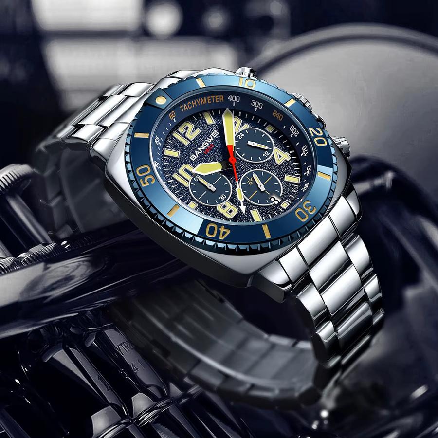BANGWEI Armbanduhr, Quarz, Edelstahl, Blau, Herren - Bild 2