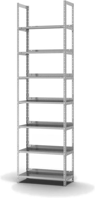 PROREGAL Aktenregal aus verzinktem Stahl mit 7 Ebenen, Farbe Silber, H x B x T: 250 x 75 x 30 cm - Bild 1