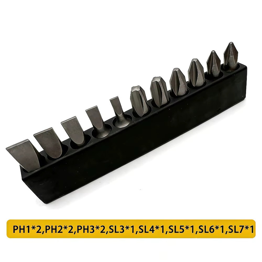 Probon Schraubendreher-Bit-Set aus S2/CR-V in Schwarz mit Kreuz, Sechskant, Torx und Halter für elektrische Schraubendreher, 25 mm - Bild 3