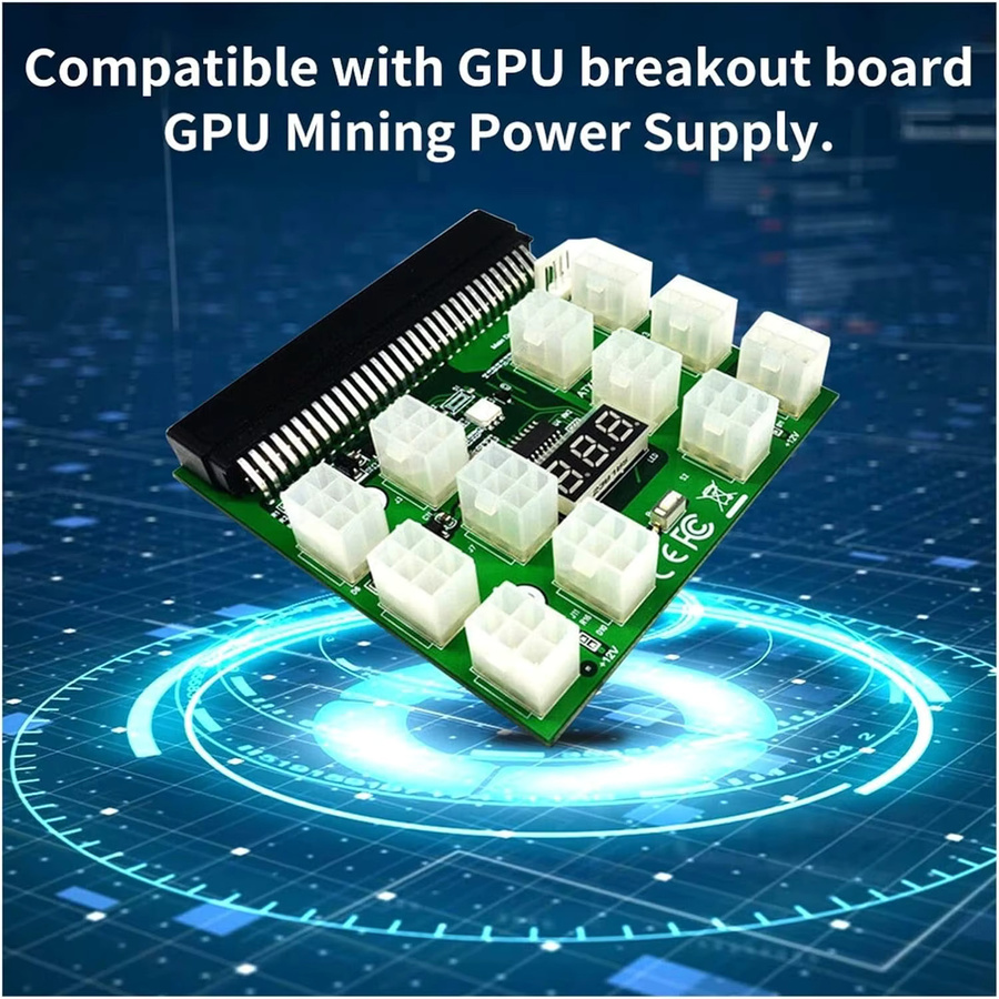 HP 12V PCI-E 12 x 6 Pin Netzteil-Adapter Breakout-Board für Server-Netzteile und GPU Mining in Grün - Bild 3