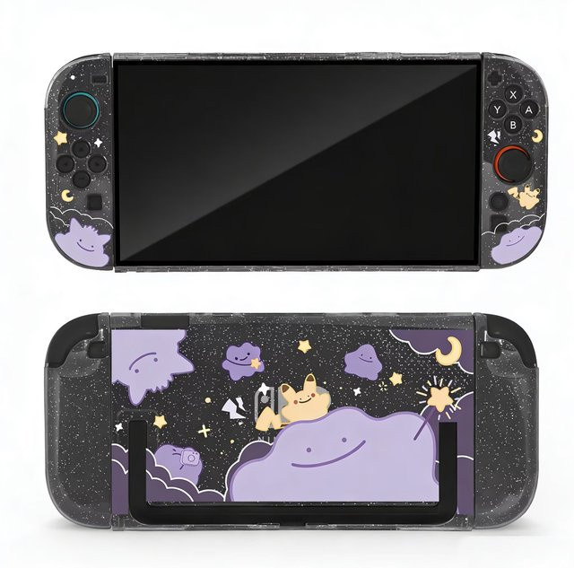 Nintendo Switch 2 Schutzhülle mit Glitzer-Effekt in Lila inklusive anpassbarer Joy-Con Hüllen und Dock-Abdeckung - Bild 1