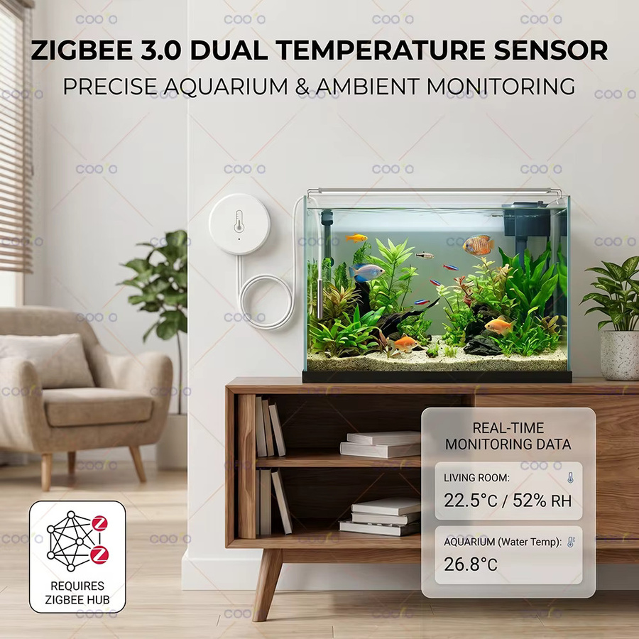 Tuya Zigbee NTC-Sonde Temperatur- und Feuchtigkeitssensor in Weiß zur Messung der Flüssigkeitstemperatur für Pool, Badewanne, Kühlschrank und Gefrierschrank, kompatibel mit Z2M und Smart Life Hub - Bild 3