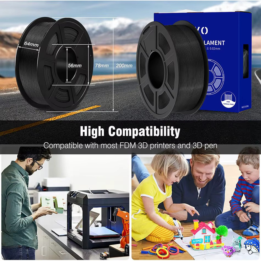 JAYO ASA 3D-Drucker Filament 1,75 mm, 5 Rollen, Schwarz, hitze- und witterungsbeständig für FDM-Drucker - Bild 6