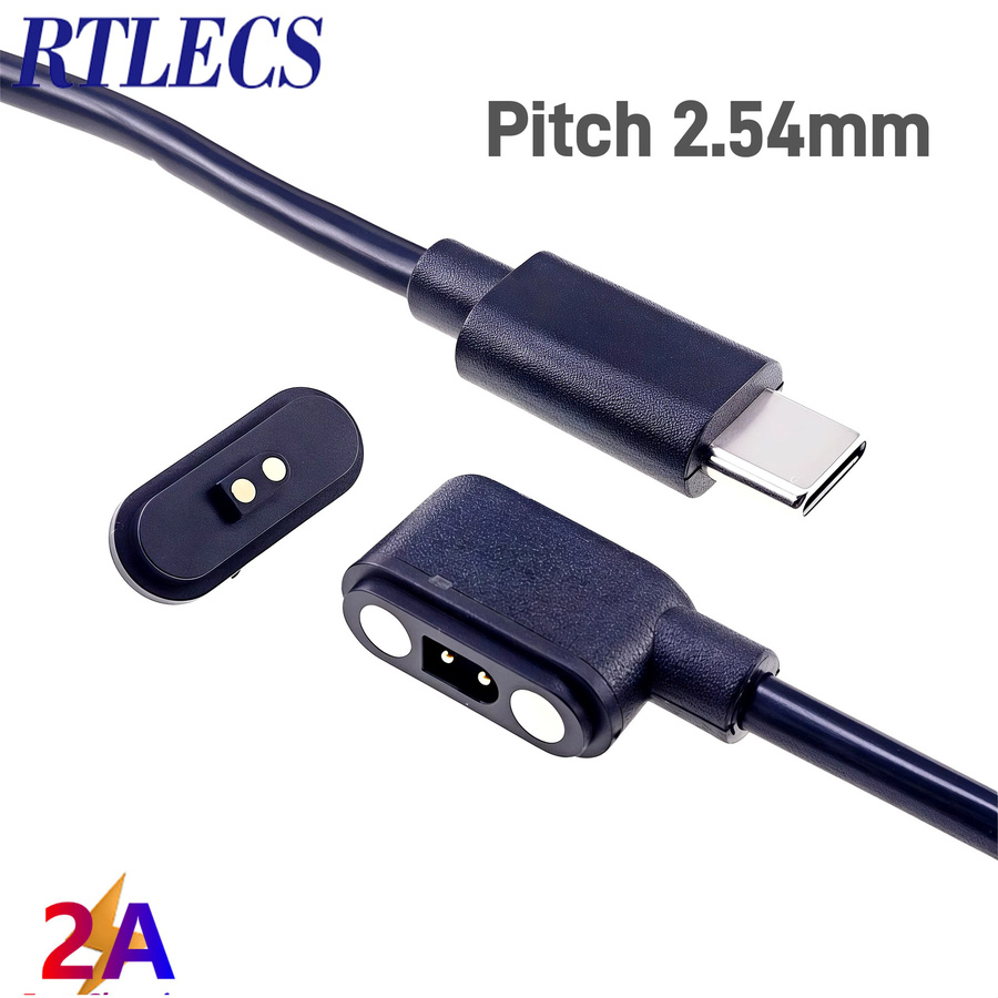 RTLECS Magnetisches Pogo-Pin USB-C-Kabel für Smartwatches in Schwarz zur Strom- und Datenübertragung - Bild 2