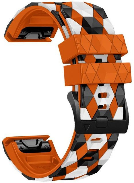 MY-CASE Uhrenarmband Silikon, Fußballmuster, orange, Unisex, 26 mm - Bild 1