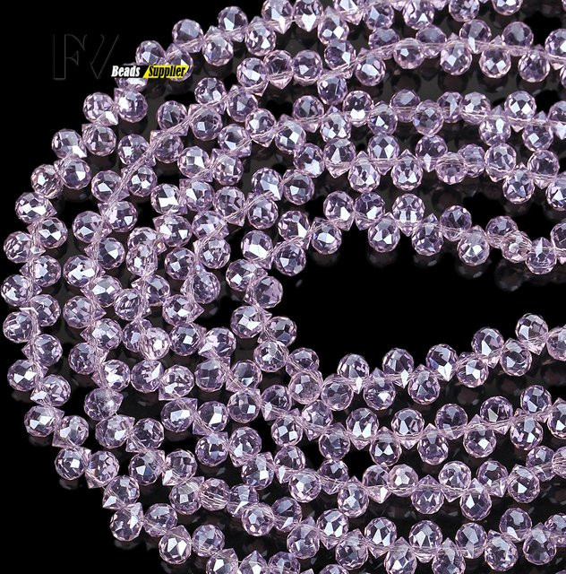 Kristall Perlen Waterdrop, Rosa Lila, 6mm, Armband Zubehör - Bild 1
