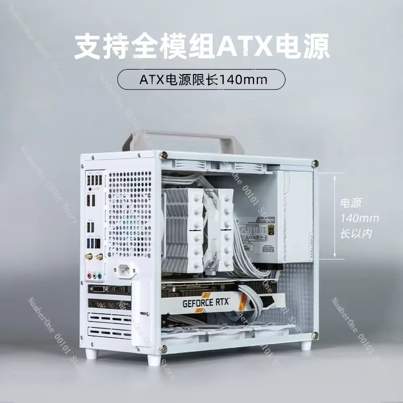 Kompaktes Mini-ITX Desktop-Computergehäuse mit hinterem Kabelmanagement in Weiß - Bild 2