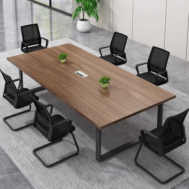 Moderner Konferenztisch OMGD in Braun mit MDF-Laminat, B: 160 cm, T: 80 cm, H: 75 cm - Bild 1