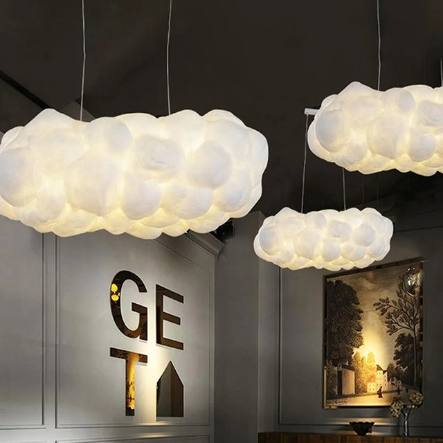 VIGOUS LED Wolken-Pendelleuchte im Nordic Design, Weiß, Warmweißes Licht für Wohnzimmer, Schlafzimmer und Kinderzimmer - Bild 1