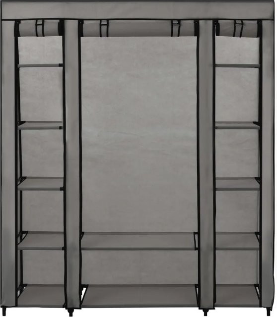 vidaXL Stoffschrank mit Kleiderstangen und Fächern in Grau, B/T/H: 150 x 45 x 176 cm - Bild 1
