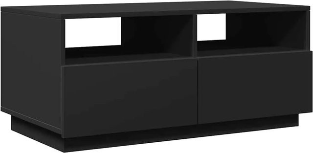 vidaXL Couchtisch mit LED-Leuchten in Schwarz und Eiche, modern, B/T/H: 90 x 49 x 40 cm - Bild 1