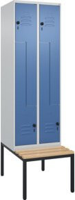 C+P Z-Spind Classic PLUS Sitzbank mit 4 Fächern und Sicherheits-Drehriegel, Sitzfläche aus Buche-Hartholz, B/T/H: 212,0 x 60,0 x 81,5 cm - Bild 1
