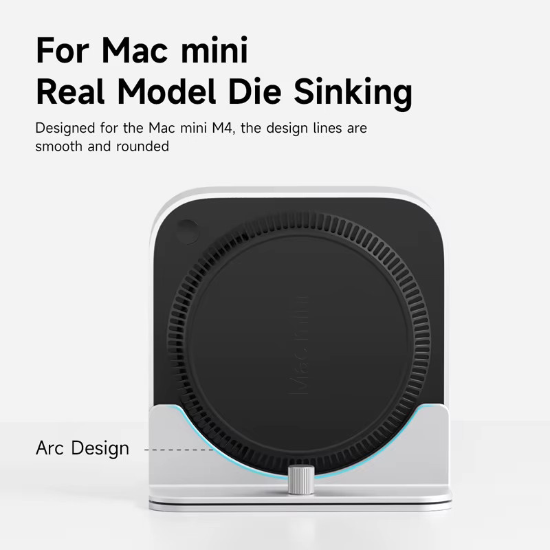 Hagibis Vertikaler Ständer für Mac Mini M4/M4 Pro aus Aluminiumlegierung in Silber, Verstellbarer Laptop-Desktop-Halter mit rutschfester Basis - Bild 2