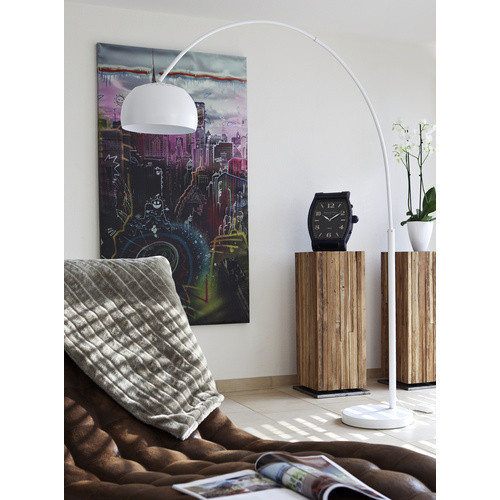 SalesFever Bogenstandleuchte in Weiß mit Marmorfuß und dimmbarer E27 Leuchte, Höhe: 195 cm - Bild 3