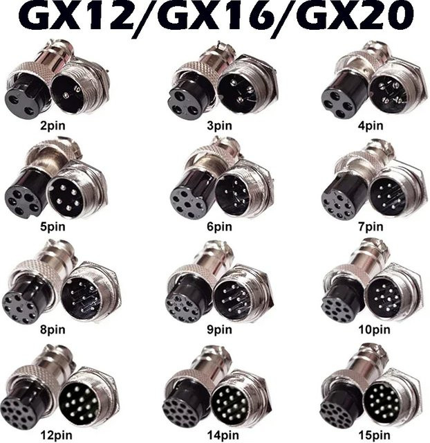 GX12 GX16 GX20 Luftfahrt Stecker Set mit Männlich und Weiblich Aviator Docking Kabel in Silber - Bild 1