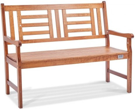 VEVOR Gartenbank aus Holz in Braun mit Rückenlehne und Armlehnen im Vintage-Design, Breite: 122 cm - Bild 1