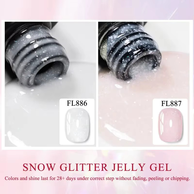 MSRUIOO Glitter Gelee Nagellack, 8 ml, Schneeflocken Form, Schimmernd - Bild 3