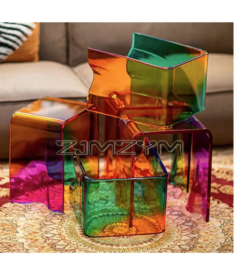 ZJMZYM Transparenter Badezimmer-Waschtischstuhl aus Kunststoff in Mehrfarbig, Moderner Kunststoffhocker für Dusche und Wohnzimmer - Bild 3