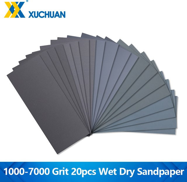 20 Stück xcan Schleifpapier Set in Grau, Körnung 1000/2000/3000/5000/7000 für Nass- und Trockenschleifen von Holz, Metall und Kunststoff zum Polieren - Bild 1