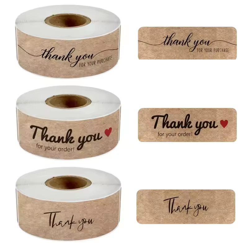 120 Stück Kraftpapier Dankeschön Aufkleber in Braun für deine DIY Geschenkverpackung und Geschäftsetiketten - Bild 2