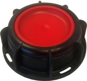 IBC Container-Kappe mit Entlüftung aus PP, schwarz/rot, passend für IBC IG 2" (S60x6) - Bild 1