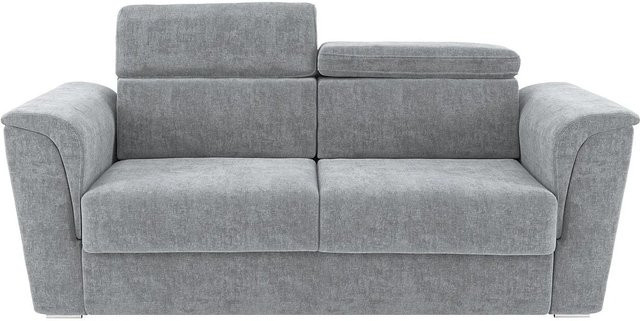 Vente-unique Schlafsofa Rizora in Grau mit verstellbarer Kopfstütze und Stoffbezug, Breite: 210 cm - Bild 1